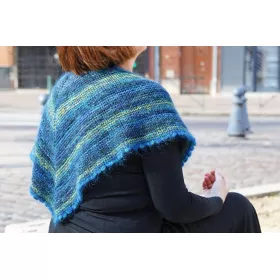 Out of the Blue - knitted shawl with crocheted border